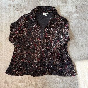 Y2K Vintage Burnt Velvet Silence+Noise Black & Red Whimsigoth OpenTop size 1 S/M